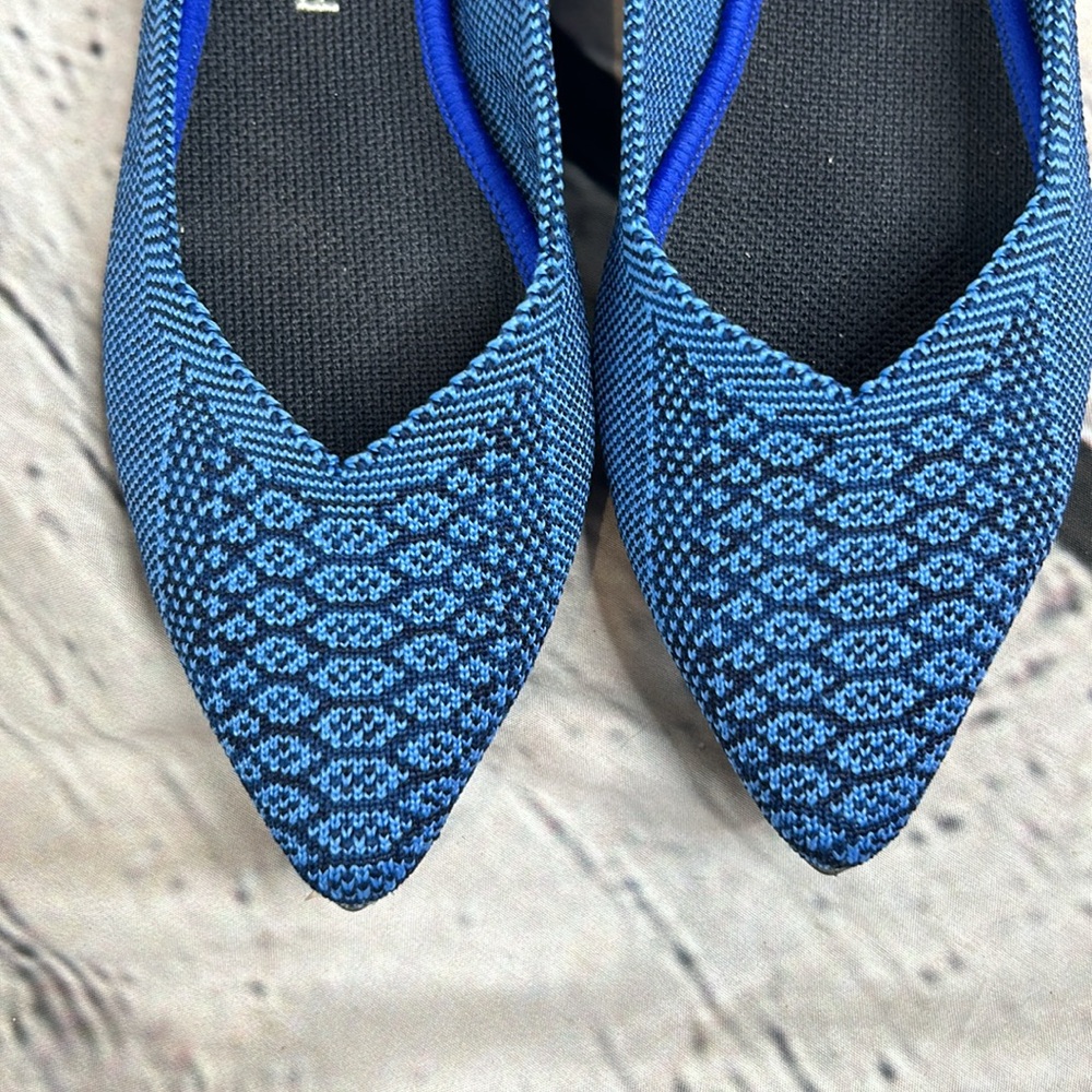 Rothy's RARE Lapis Blue Navy Python The Point Flats Size 7.5 Excellent Condition - Picture 3 of 11